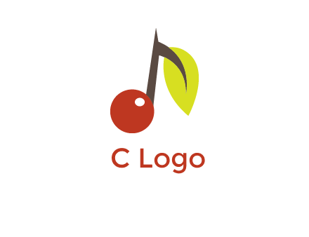 music note with a cherry and leaf logo