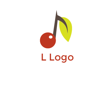 music note with a cherry and leaf logo