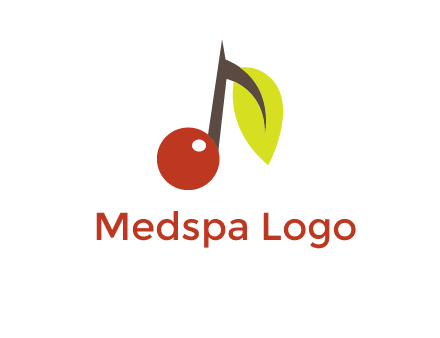 music note with a cherry and leaf logo