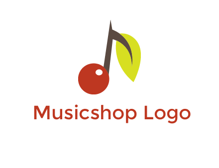 music note with a cherry and leaf logo