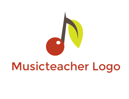 music note with a cherry and leaf logo