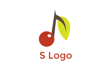 music note with a cherry and leaf logo