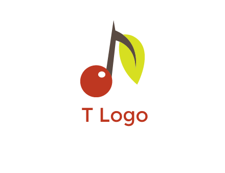 music note with a cherry and leaf logo