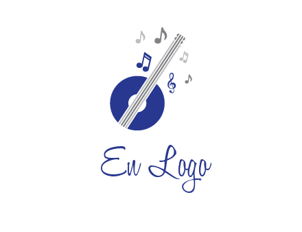 banjo or guitar logo with music notes