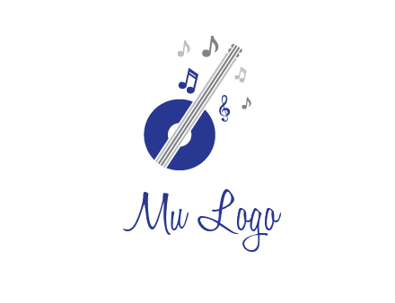 banjo or guitar logo with music notes