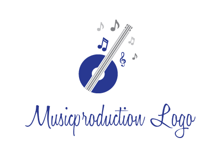 banjo or guitar logo with music notes