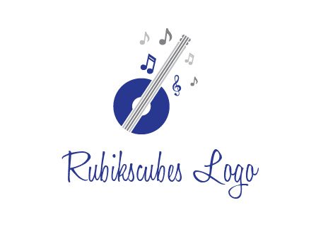 banjo or guitar logo with music notes