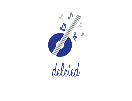 banjo or guitar logo with music notes