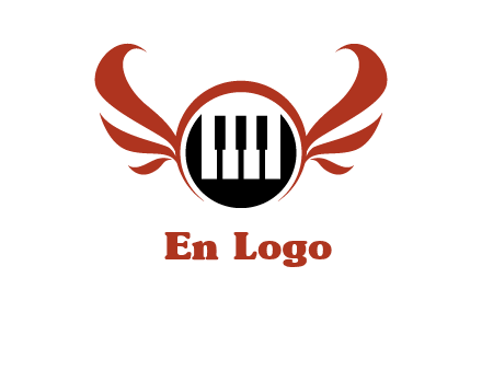 piano keys in a circle with wings logo