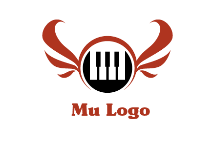 piano keys in a circle with wings logo