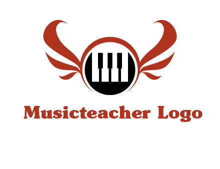 piano keys in a circle with wings logo