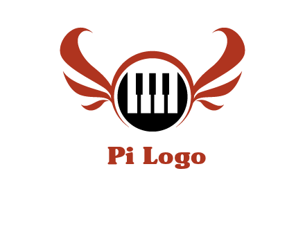 piano keys in a circle with wings logo