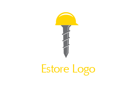 screw wearing construction hat logo