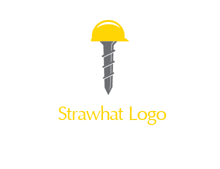 screw wearing construction hat logo