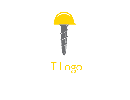 screw wearing construction hat logo