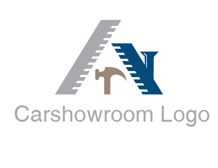 carpentry or construction tools logo with a hammer