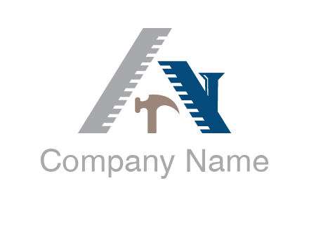 carpentry or construction tools logo with a hammer