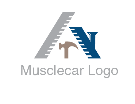 carpentry or construction tools logo with a hammer