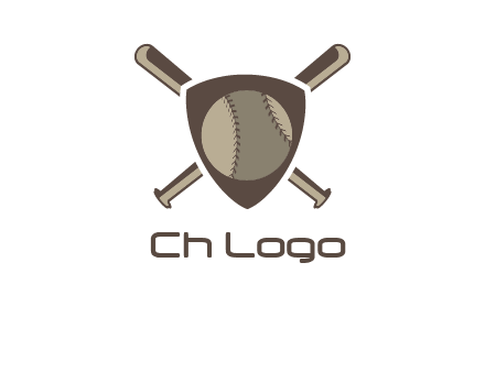 baseball bats behind a shield with a baseball