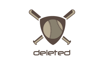 baseball bats behind a shield with a baseball