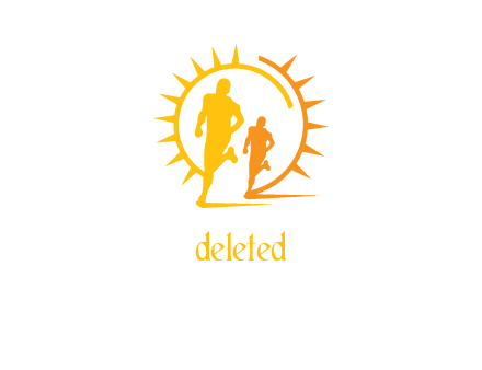 sun behind athletes or men jogging fitness logo