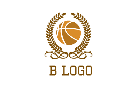 basketball inside a wreath logo