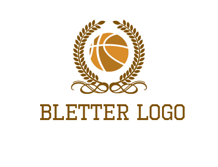 basketball inside a wreath logo