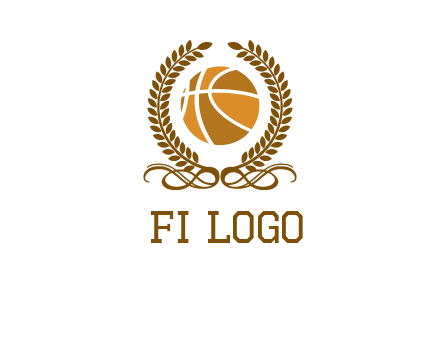 basketball inside a wreath logo