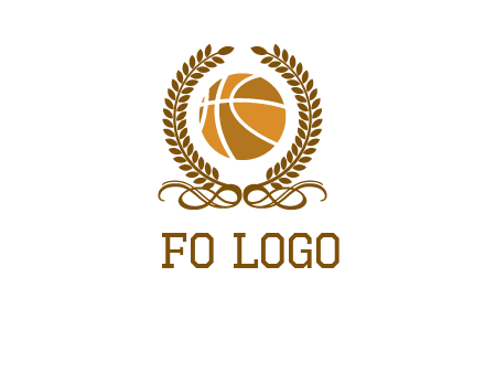 basketball inside a wreath logo