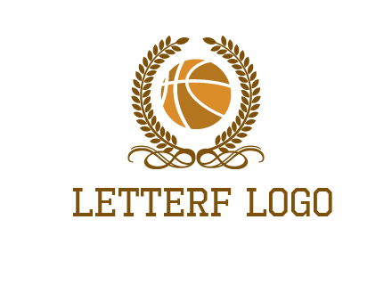 basketball inside a wreath logo