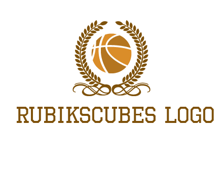 basketball inside a wreath logo