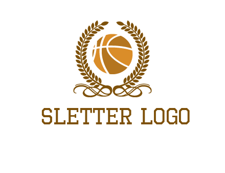 basketball inside a wreath logo