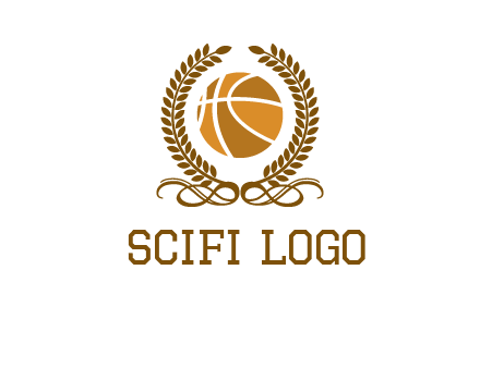 basketball inside a wreath logo