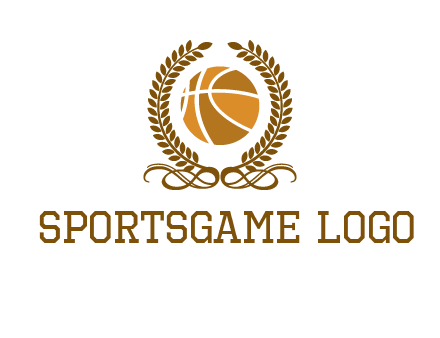 basketball inside a wreath logo