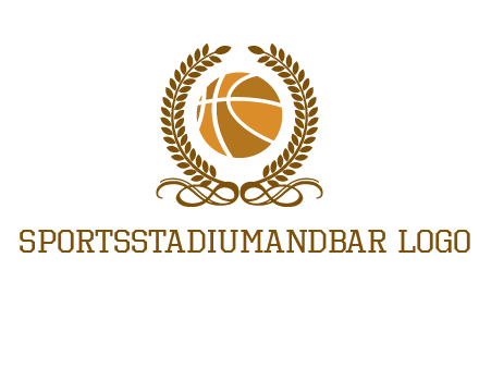 basketball inside a wreath logo