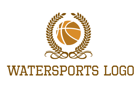 basketball inside a wreath logo