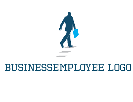 man walking on while carrying a briefcase logo