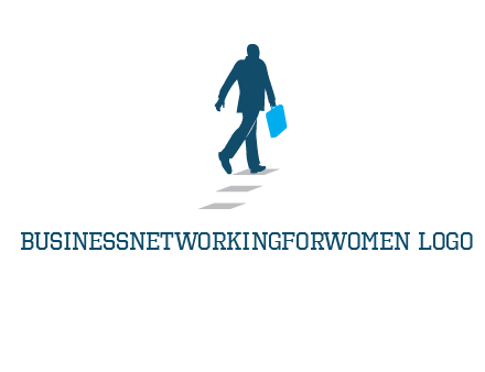 man walking on while carrying a briefcase logo