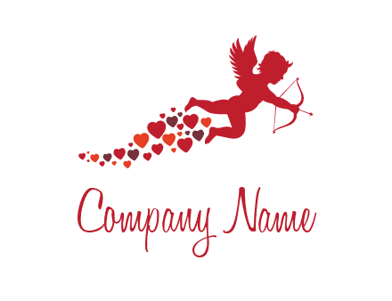 cupid logo with hearts and a bow and arrow