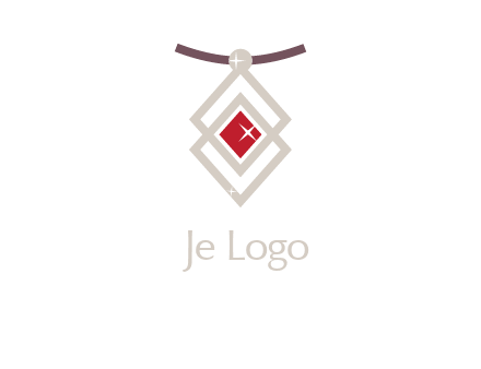 necklac with a diamond shaped ruby logo