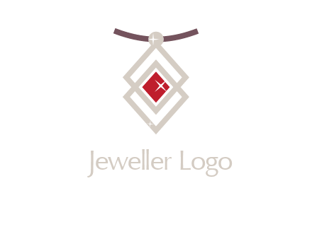 necklac with a diamond shaped ruby logo