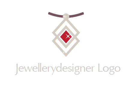 necklac with a diamond shaped ruby logo