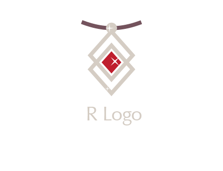 necklac with a diamond shaped ruby logo