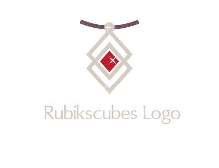 necklac with a diamond shaped ruby logo