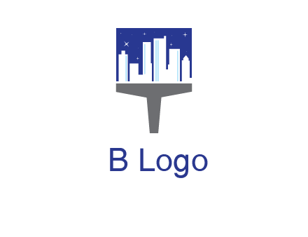 city skyline on a paintbrush icon