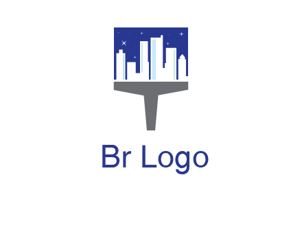 city skyline on a paintbrush icon