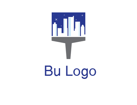 city skyline on a paintbrush icon