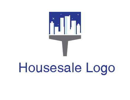 city skyline on a paintbrush icon