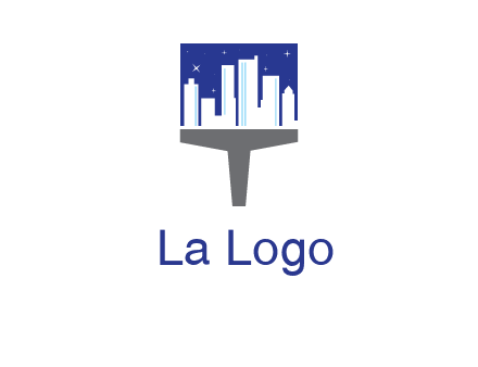 city skyline on a paintbrush icon