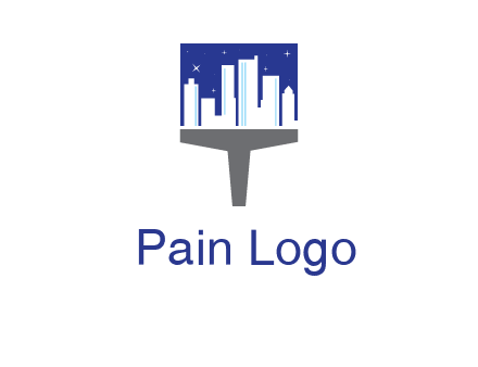 city skyline on a paintbrush icon